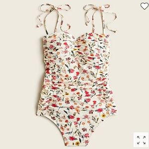 J Crew NWT Tie-shoulder ruched one-piece swimsuit in vintage floral